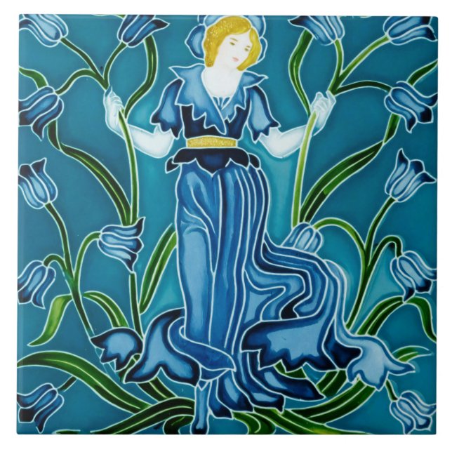 Walter Cranes Flora Art Nouveau Fliese (Vorderseite)