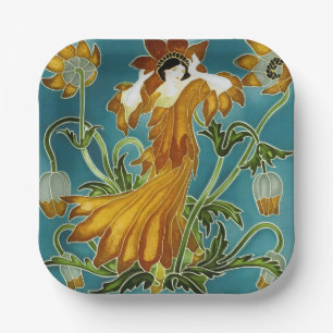 Walter Cranes Flora Art Nouveau Pappteller