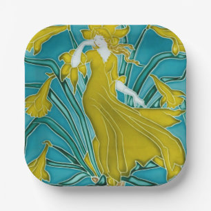 Walter Cranes Flora Art Nouveau Pappteller