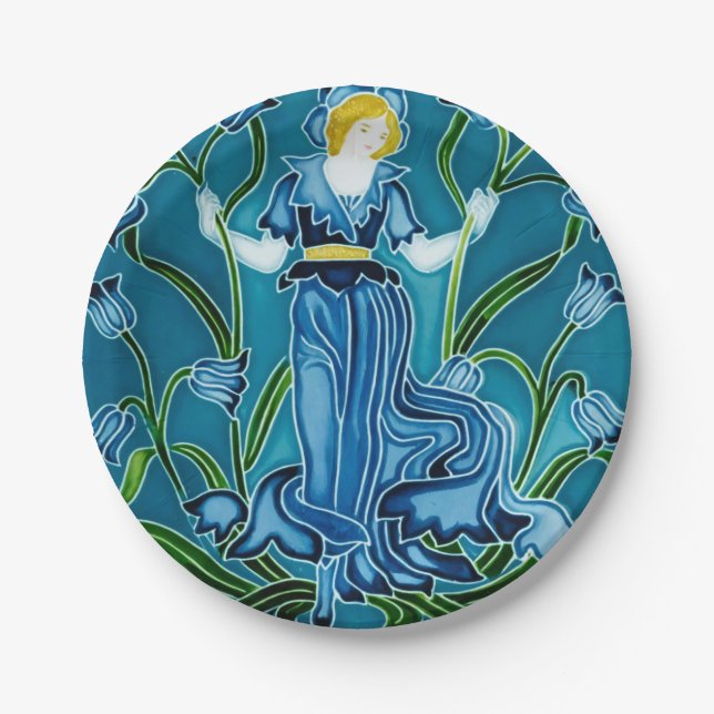 Walter Cranes Flora Art Nouveau Pappteller (Vorderseite)