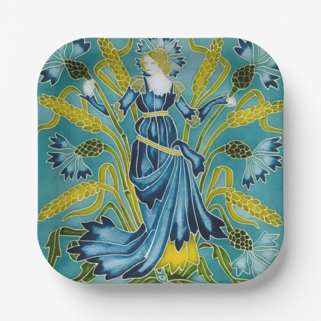 Walter Cranes Flora Art Nouveau Pappteller (Vorderseite)
