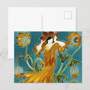 Walter Cranes Flora Art Nouveau Postkarte