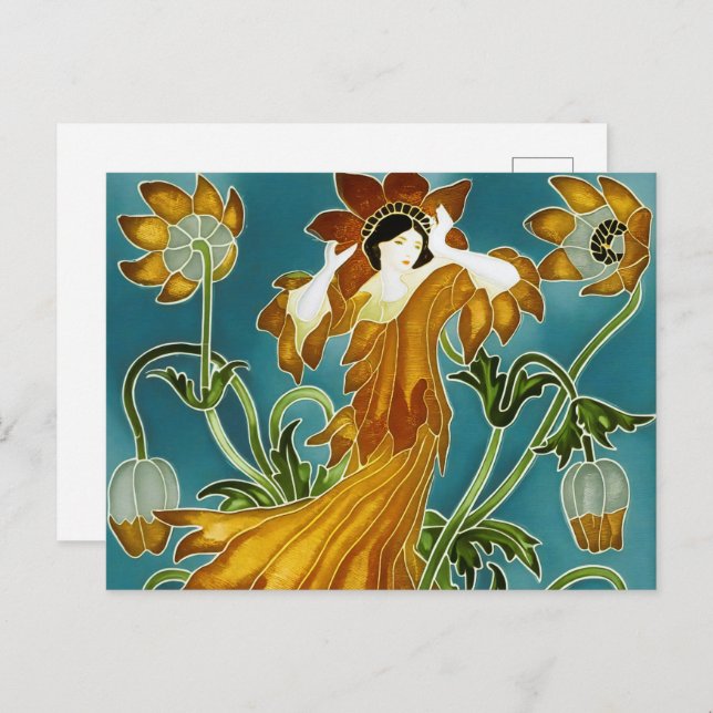 Walter Cranes Flora Art Nouveau Postkarte (Vorne/Hinten)