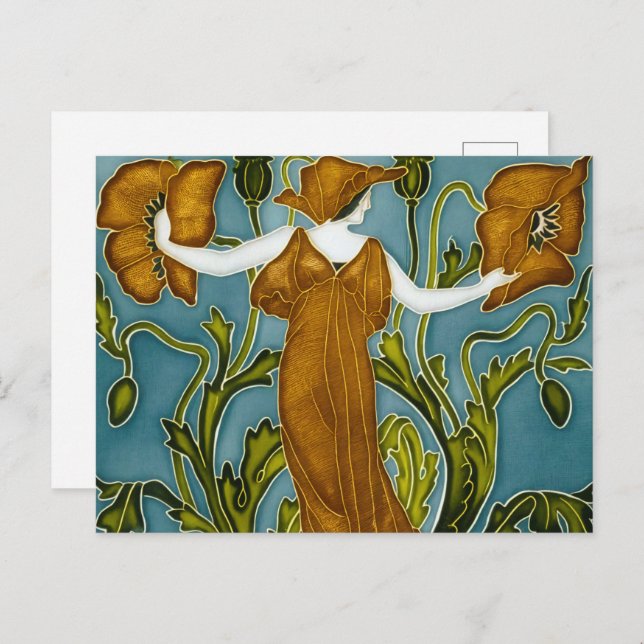 Walter Cranes Flora Art Nouveau Postkarte (Vorne/Hinten)