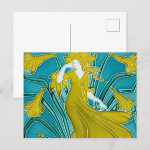 Walter Cranes Flora Art Nouveau Postkarte