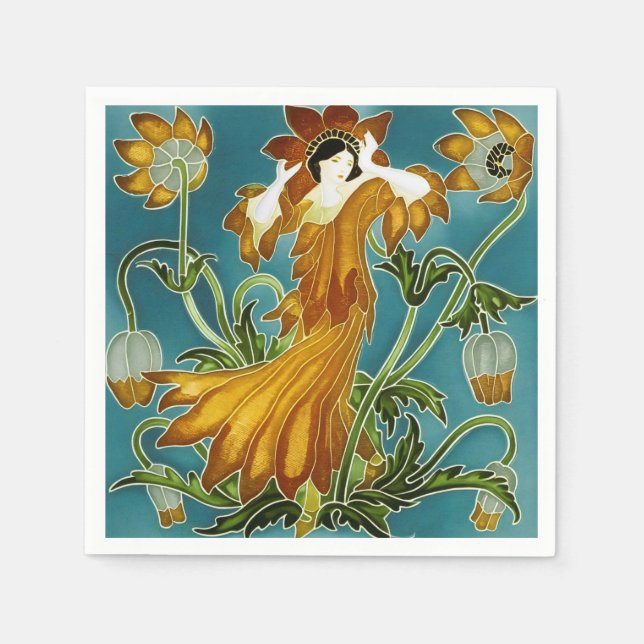 Walter Cranes Flora Art Nouveau Serviette (Vorderseite)