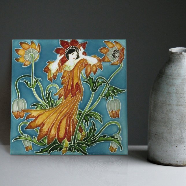Walter Cranes verzauberter Garten Jugendstil-Flora Fliese (Von Creator hochgeladen)
