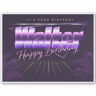 Walter Name Vorname lila retro Sticker Geburtstag
