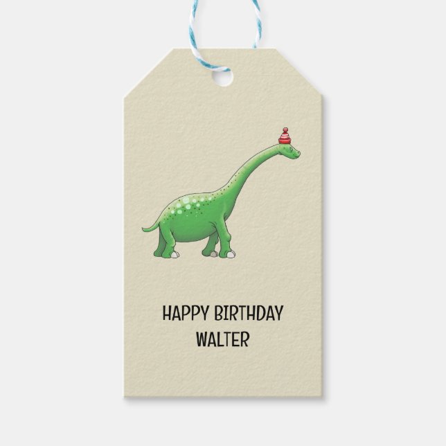 Walter the Dinosaur Geschenkanhänger (Vorderseite)