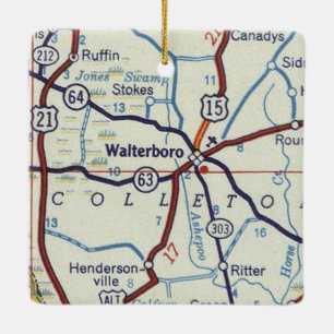 Waltersboro South Carolina Karte Keramikornament