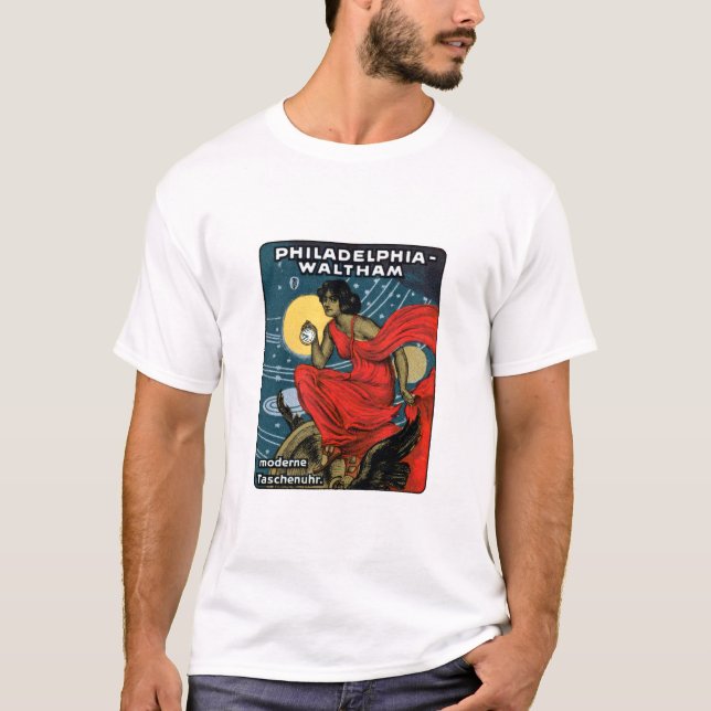 Waltham Taschen-Uhr-Plakat 1900 T-Shirt (Vorderseite)