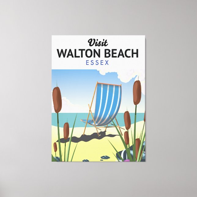 Walton Beach, Essex Seaside Seaside Reiseplakat Leinwanddruck (Vorderseite)