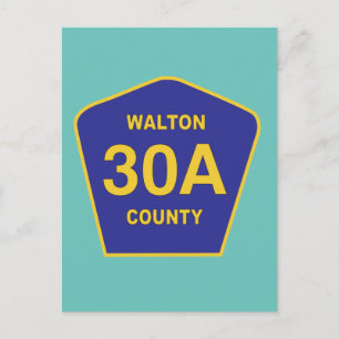Walton County 30A Highway Sign Florida Postkarte