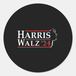 Waltz 2024 Election Cat Lady Kamala Harris Tim Wal Runder Aufkleber