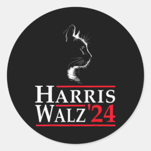 Waltz 2024 Funny Cat Abstimmung für Kamala Harris  Runder Aufkleber