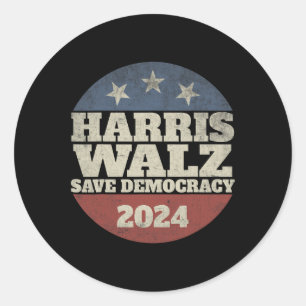Waltz 2024 Rett Democracy Shirt Retro Button Elect Runder Aufkleber