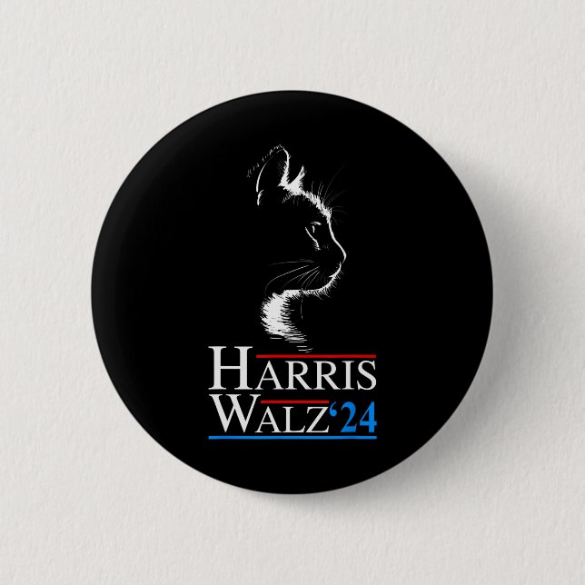 Waltz 2024 Wahl Funny Cat Kamala Harris Tim WA Button (Vorderseite)