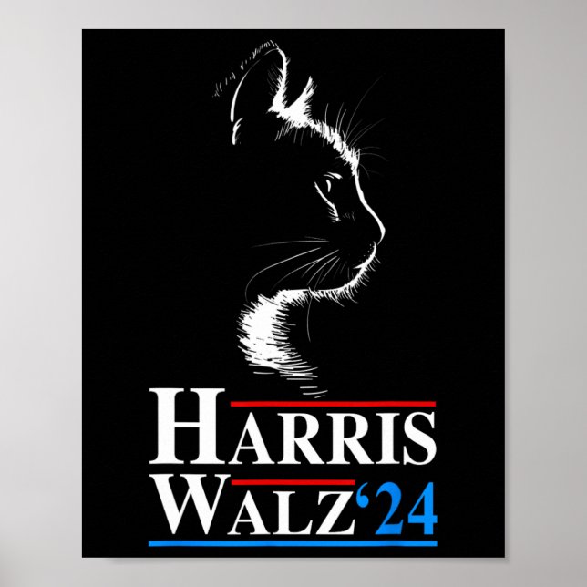 Waltz 2024 Wahl Funny Cat Kamala Harris Tim Wa Poster (Vorne)