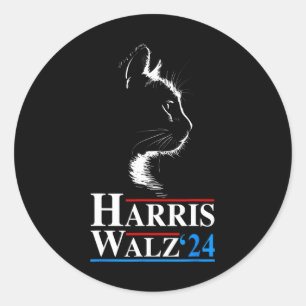 Waltz 2024 Wahl Funny Cat Kamala Harris Tim Wa Runder Aufkleber