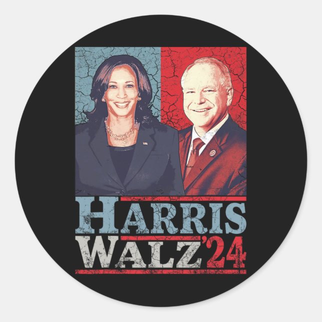 Waltz 2024 Wahl Kamala Harris Tim Waltz 2024 5 Runder Aufkleber (Vorderseite)