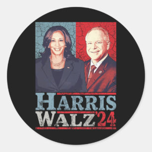 Waltz 2024 Wahl Kamala Harris Tim Waltz 2024 5 Runder Aufkleber