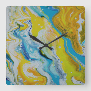 Waltz Across 3 Fluid Yellow Blue Abstrakte Uhr