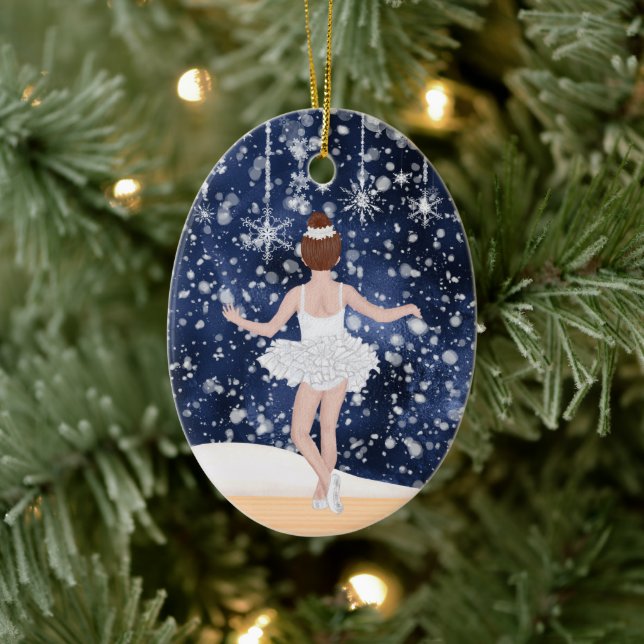 Waltz von Snowflakes Nutcracker Ballett Weihnachte Keramik Ornament (Baum)