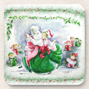 Waltzing Santa & Mrs Claus Cork Untersetzer