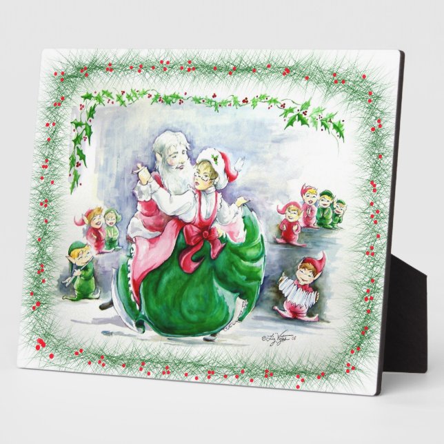 Waltzing Santa & Mrs. Claus Plaque Fotoplatte (Seite)