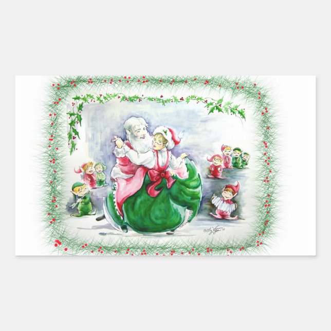 Waltzing Santa & Mrs. Claus Sticker (Vorderseite)
