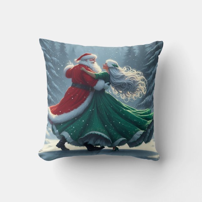Waltzing Santa und Mrs. Claus Kissen (Vorderseite)
