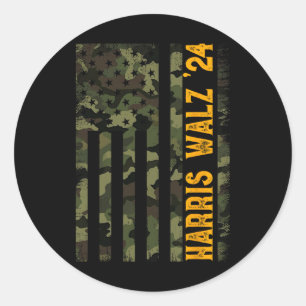 Walz 2024 Camouflage Kamala Runder Aufkleber