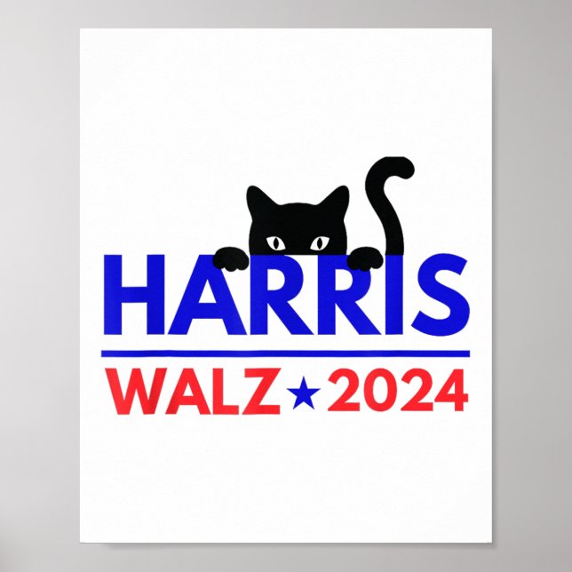 Walz 2024 Funny Cat Election Kamala Harris Tim Wal Poster (Vorne)