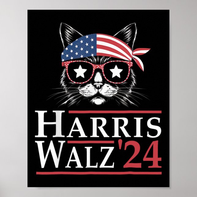 Walz 2024 Funny Cat Election Kamala Harris Tim Wal Poster (Vorne)
