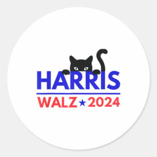 Walz 2024 Funny Cat Election Kamala Harris Tim Wal Runder Aufkleber