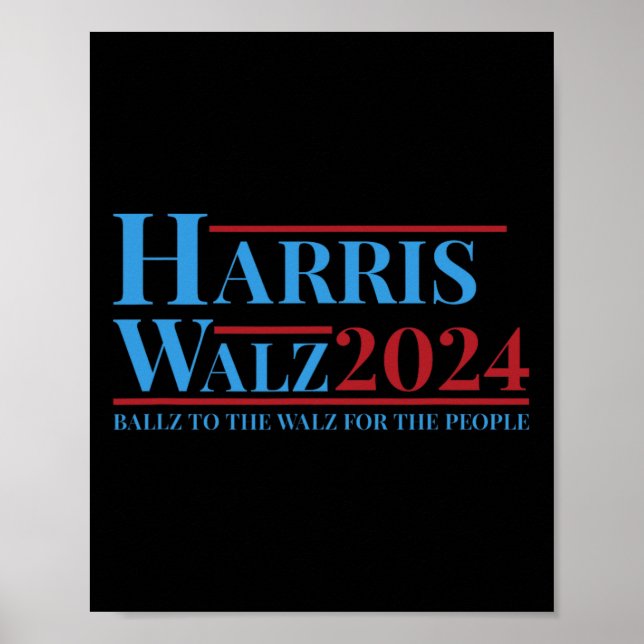 Walz 2024 Kamala Harris Tim Walz Kampagne Funny Te Poster (Vorne)