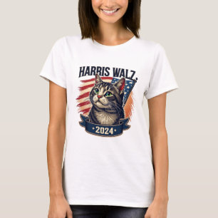 Walz 2024 Lustige Katze Kamala Harris Tim Walz Wal T-Shirt