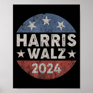Walz 2024 Vintage-Button Kamala Harris Tim Walz  Poster