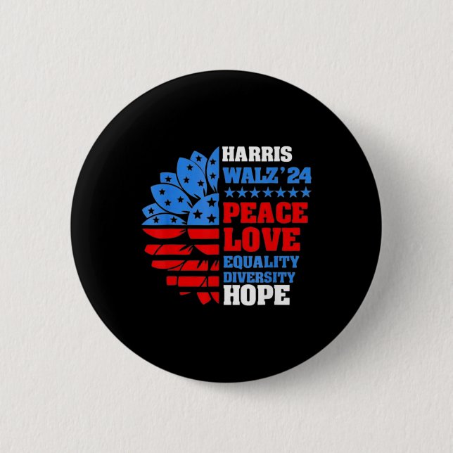 Walz Peace Liebe Equality Hope Diversity Button (Vorderseite)