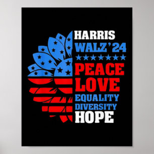 Walz Peace Liebe Equality Hope Diversity Poster
