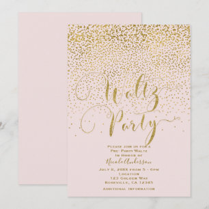 WALZER-PARTY Tanzveranstaltung Blush Pink & Gold K Einladung
