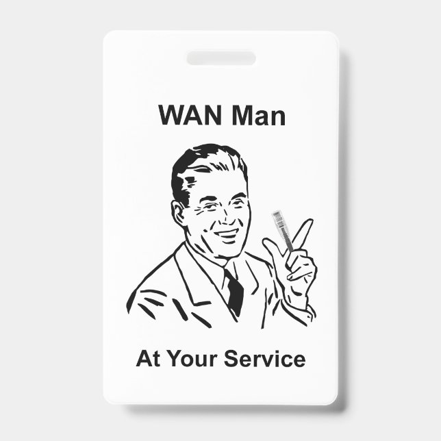 WAN-Mann in Ihrem Service Retro Tech Ausweis (Vorderseite)