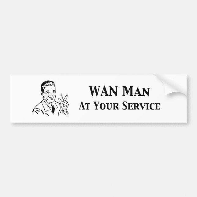 WAN-Mann in Ihrem Service Retro Tech Autoaufkleber (Vorne)