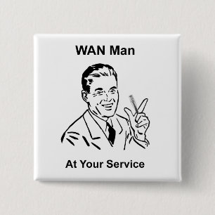 WAN-Mann in Ihrem Service Retro Tech Button