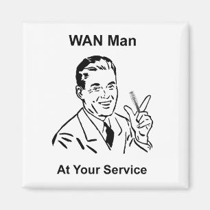 WAN-Mann in Ihrem Service Retro Tech Magnet
