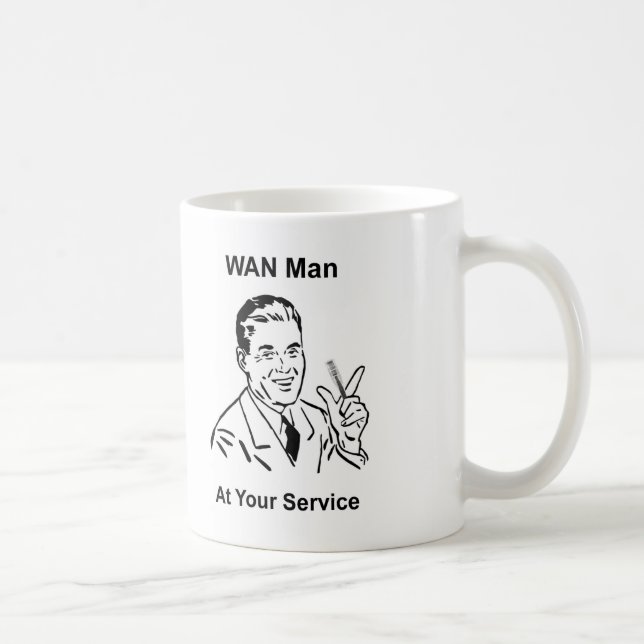 WAN-Mann in Ihrem Service Retro Tech Tasse (Rechts)
