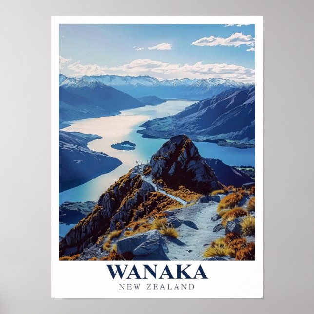 Wanaka Drucke -Roys Peak Poster -Wanaka Neuseeland (Vorne)