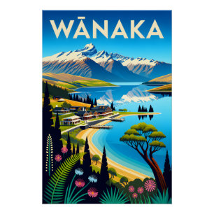 Wānaka Neuseeland Retro-Reiseposter-Kunst Poster