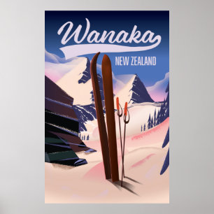 Wanaka Neuseeland Ski Plakat