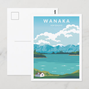 Wanaka New Zealand Reiseziel Illustration Postkarte